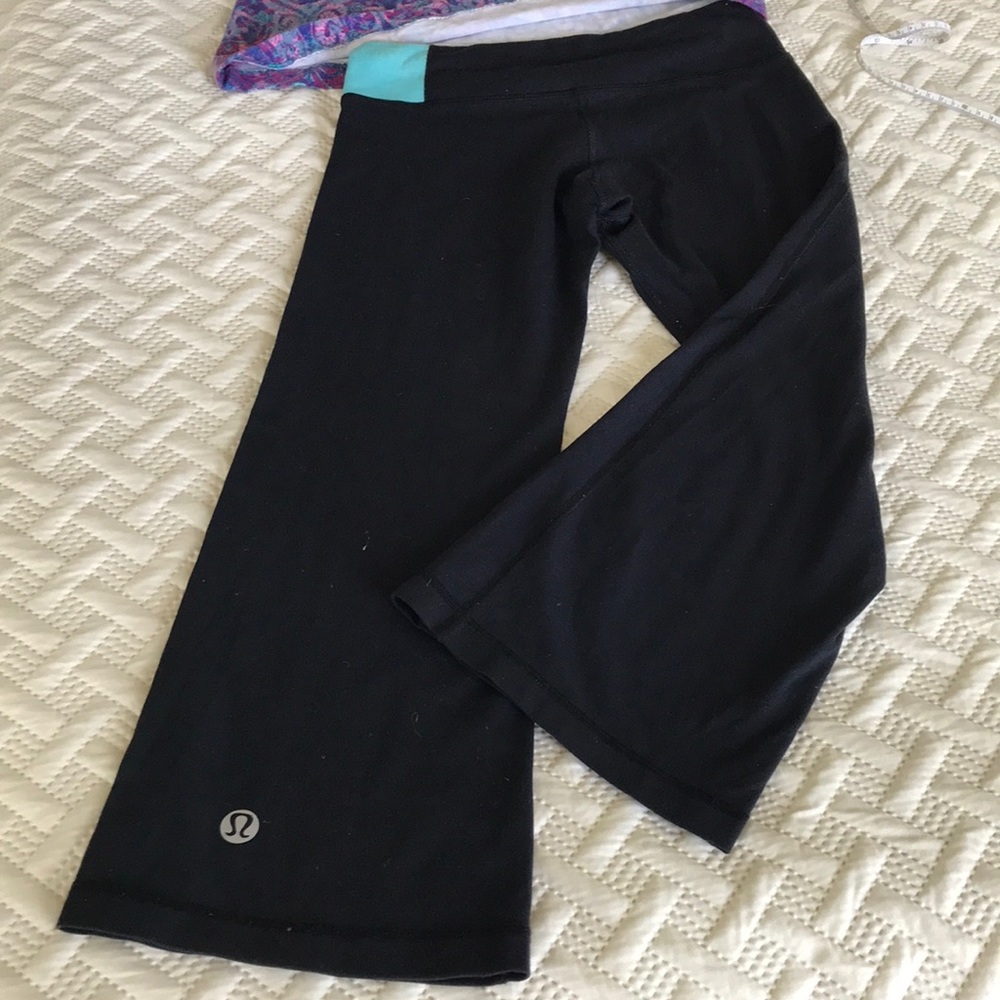 Lululemon wide leg capris aqua blue black size 4 - Picture 7 of 7